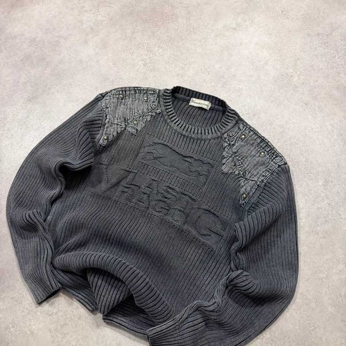Vintage Sweter Y2K Jumper Knit Sweater Ćwieki Swag Japan Trendy