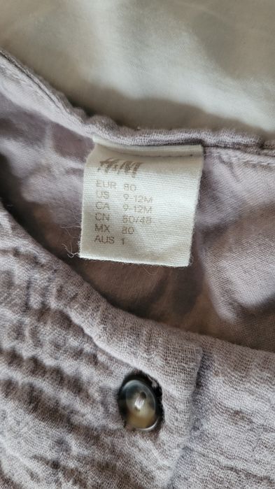 Muślinowy rampers rozm. 80 H&M exclusive liliowy fioletowy pudrowy