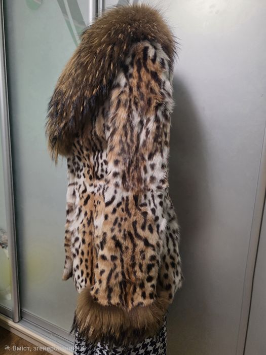 Леопардовий Полушубок з натурального хутра, розмір S-M