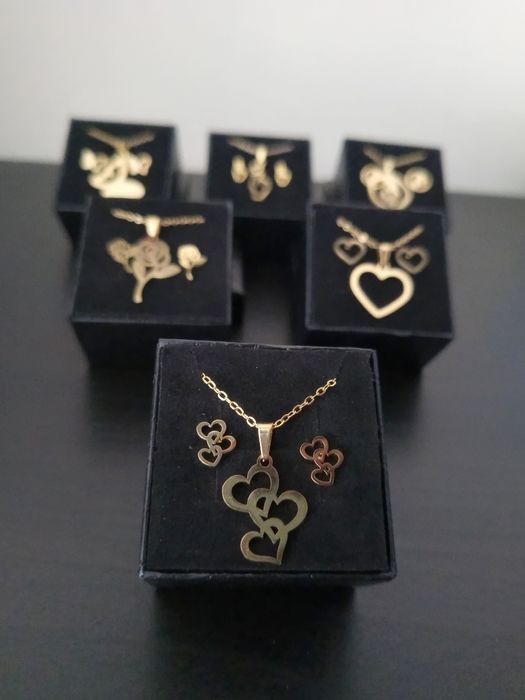 Colar e brincos aço