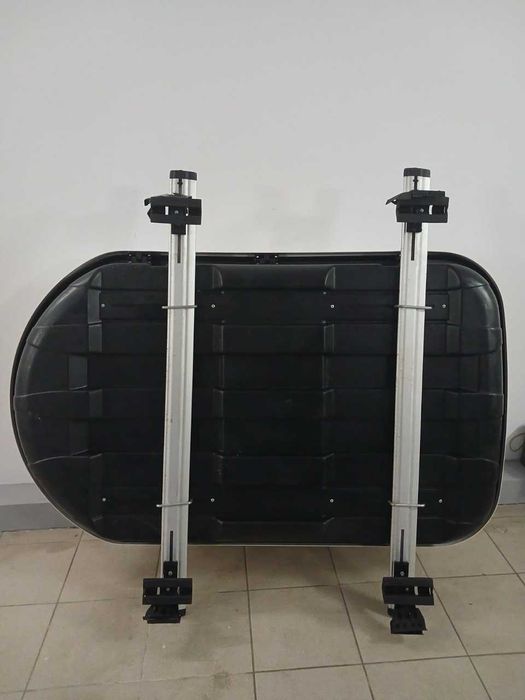 Автобокс Amos(Польща) 400 л + алюмінієві поперечини  (на плоский дах)