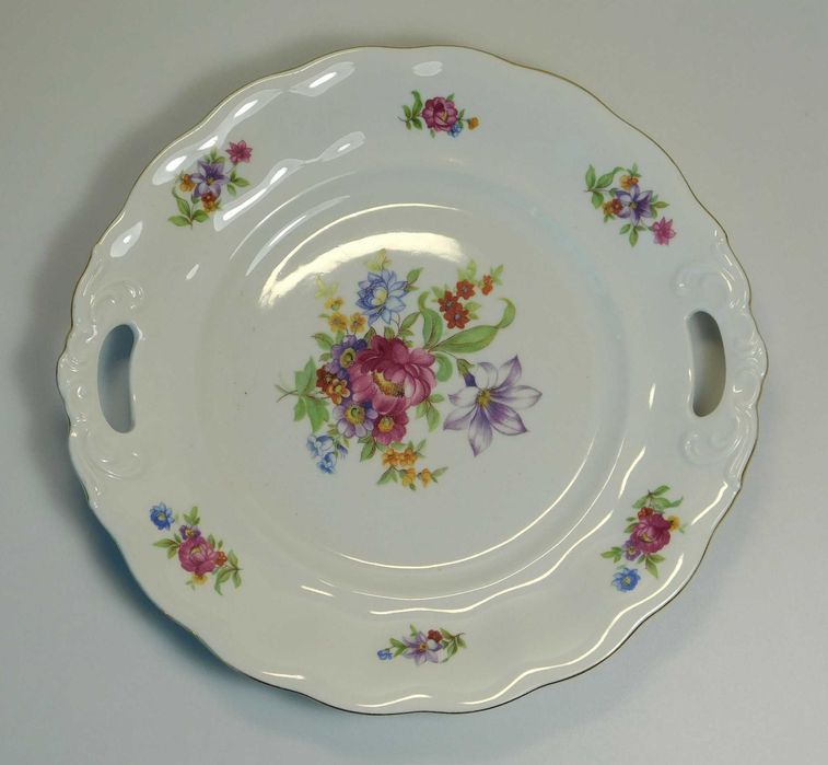 Patera z uszami talerz w kwiaty porcelana Karolina PRL