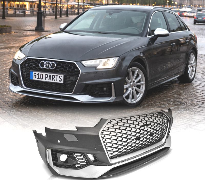 PARA-CHOQUES FRONTAL AUDI A4 B9 15-19 LOOK RS4 PRETO PRATA PDC