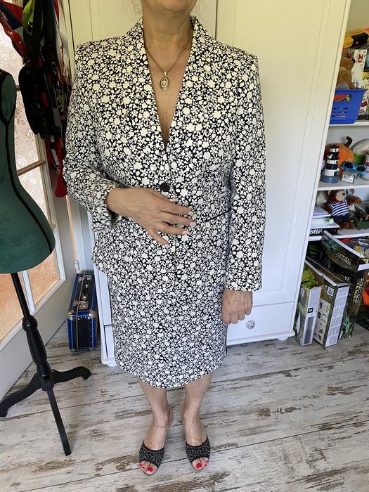 Peter Hahn zakiet marynarka spodnica garnitur zestaw komplet w kwiaty