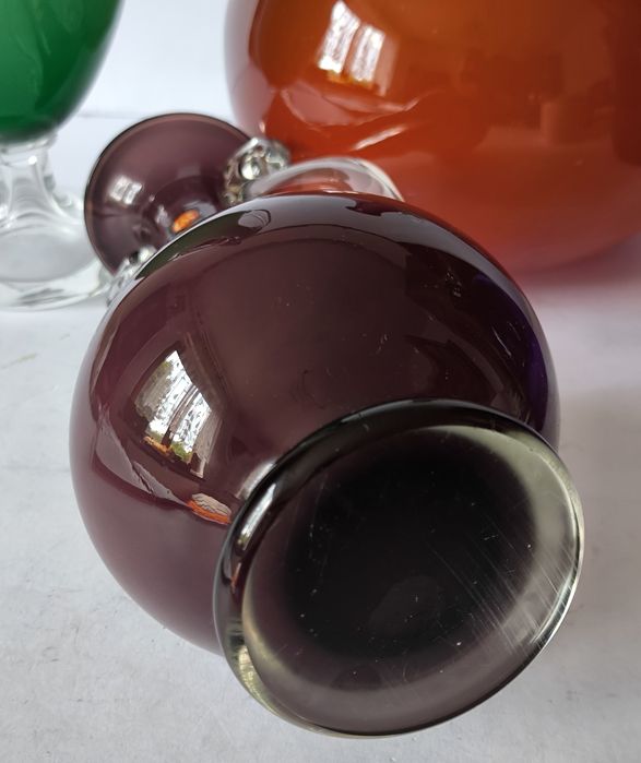 Amfora Tarnowiec piękne stare kolorowe szkło 27,5 cm