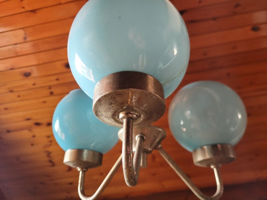 Lampa wisząca lata 1920-30 unikat rarytas przedwojenna trójpunktowa bł