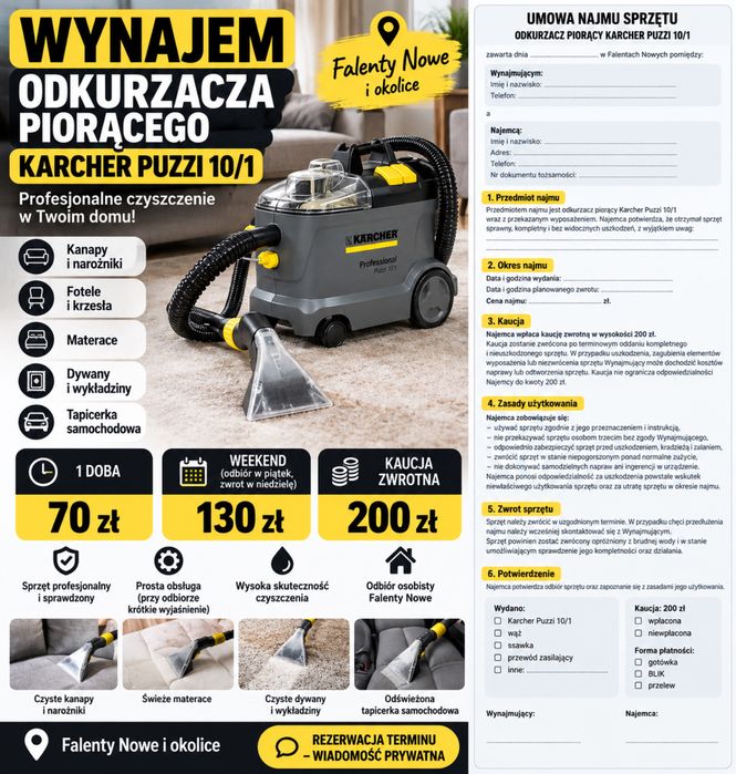 Odkurzacz piorący KARCHER PUZZI 10/1 – WYNAJEM JUŻ OD 70 ZŁ!