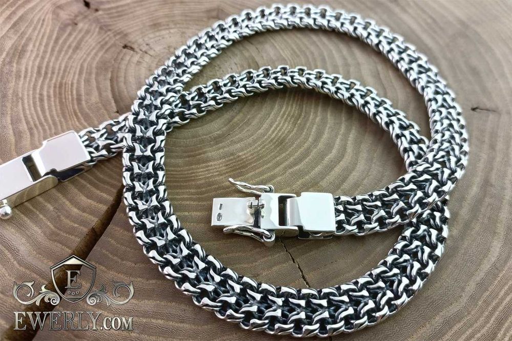 Мужская Серебряная Цепочка Двойной Арабский Бисмарк. Срібний ланцюг