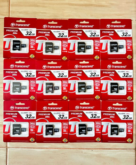 Transcend 32GB microSDHC Class 10 + адаптер | 12 шт | Нові