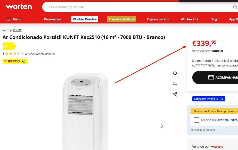Ar condicionado KUNFT 7000 BTUs