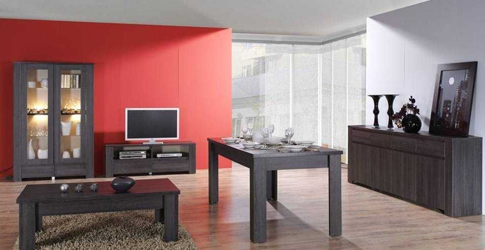 Zestaw mebli komoda+stół+witryna (dąb grafit) Nowe