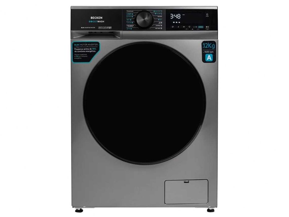 Máquina de Lavar Roupa Becken 12Kg - 1400 Rpm - Inox - Nova c/garantia