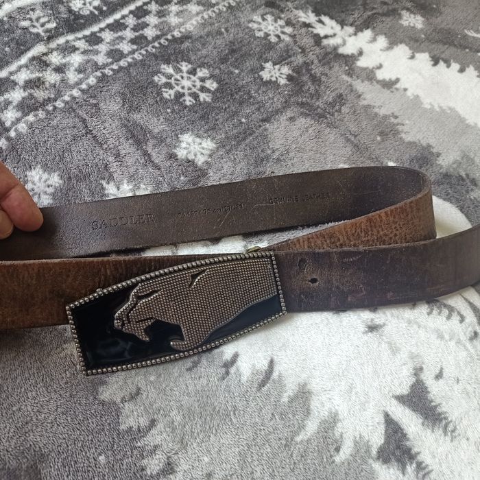 Pasek skórzany Saddler z perłową klamrą Thundercats .  75 cm .