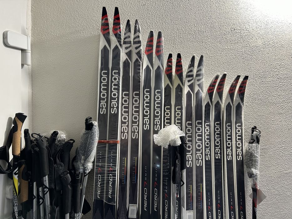 Лижі бігові/беговые лыжи Salomon aero 7skin, кріплення, палки nnn, sns