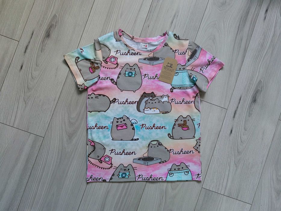 Tshirt bluzka z krótkim rękawem koszulka kotka Pusheen rozm 122
