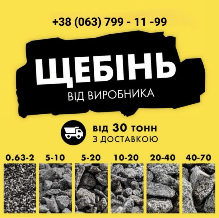 ЩЕБІНЬ ГРАНІТНИЙ з карʼєру | доставка від 30тон | Всіх фракцій, ПІСОК