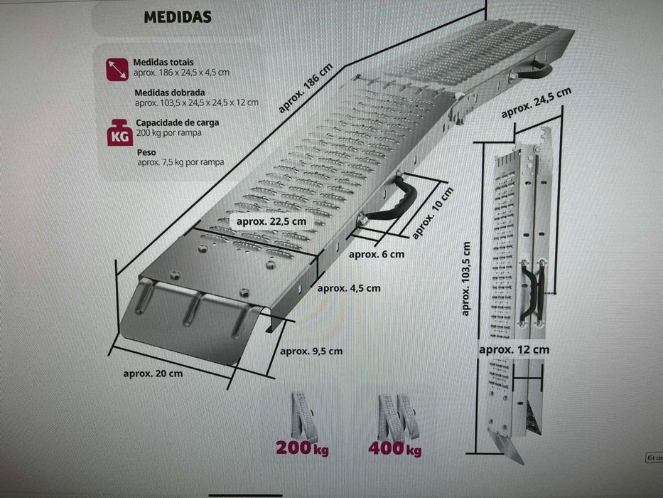 Rampas dobráveis 200kg