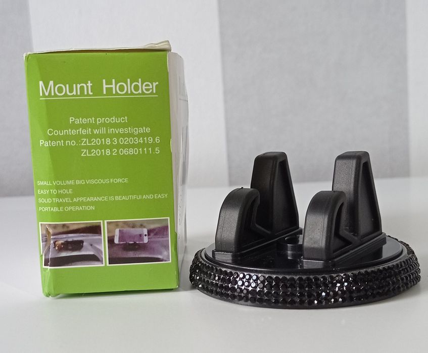 Uchwyt stojący do telefonu czarny z diamencikami do samochodu