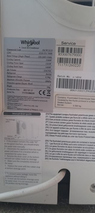 Ar condicionado whirlpool 12.000 btu potente.