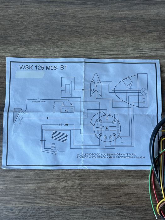 NOWA POLSKA instalacja elektryczna WSK 125 B1 DWURAMÓWKA
