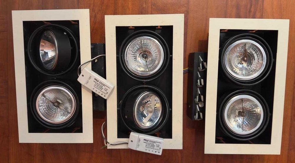 Conjunto de 3 Focos de Teto de Halogéneo | Pronto para Dimmer