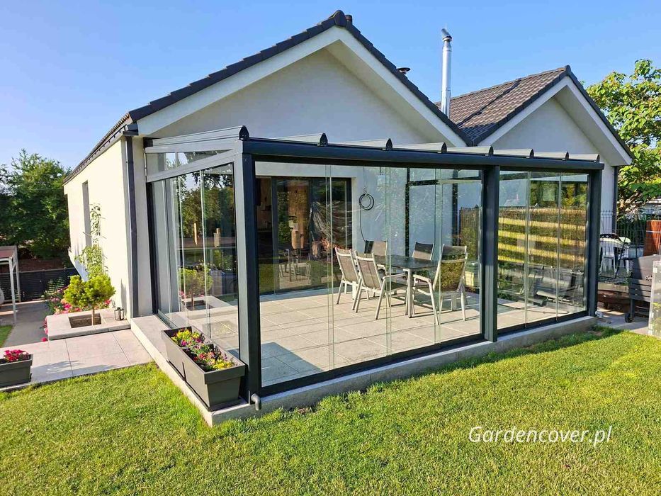 Przesuwna zabudowa tarasu | Ogród zimowy Wałbrzych | Zadaszenie tarasu