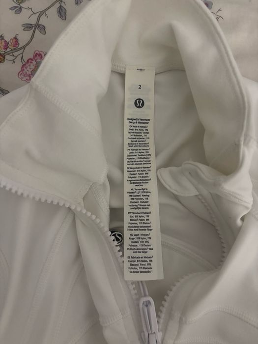 Nowa Biała sportowa obcisła bluza na suwak lululemon white define jacket cropped size 2 xs