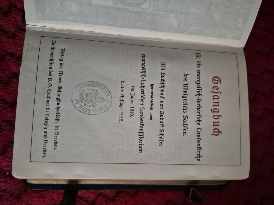 Antyczny śpiewnik luterański 1915 – Saksonia, oprawa ozdobna, z pudełk