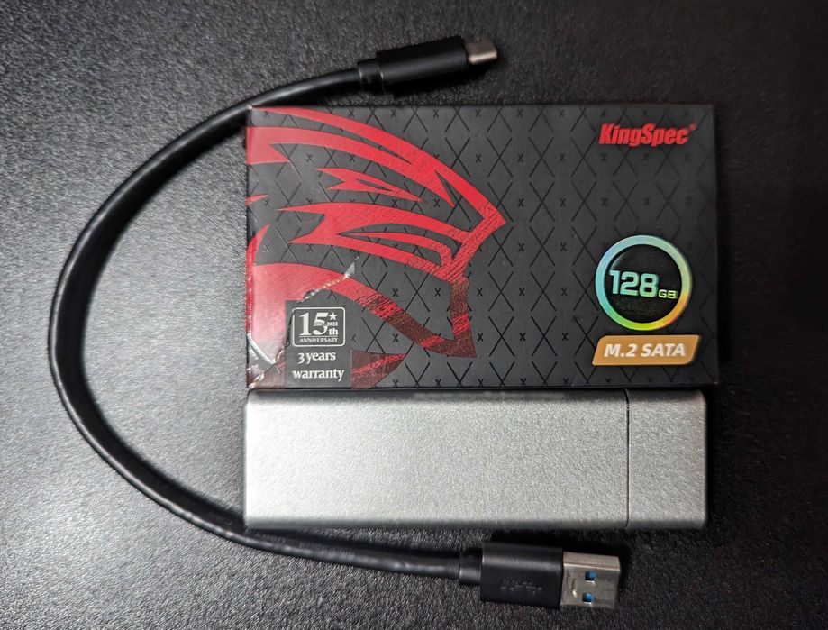 Внешний накопитель, m.2 флешка KingSpec серия NT-128 Алюминий Type C