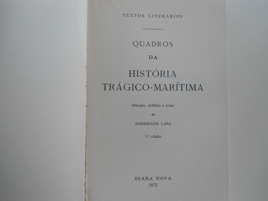 Quadros da História Trágico Marítima por Rodrigues Lapa