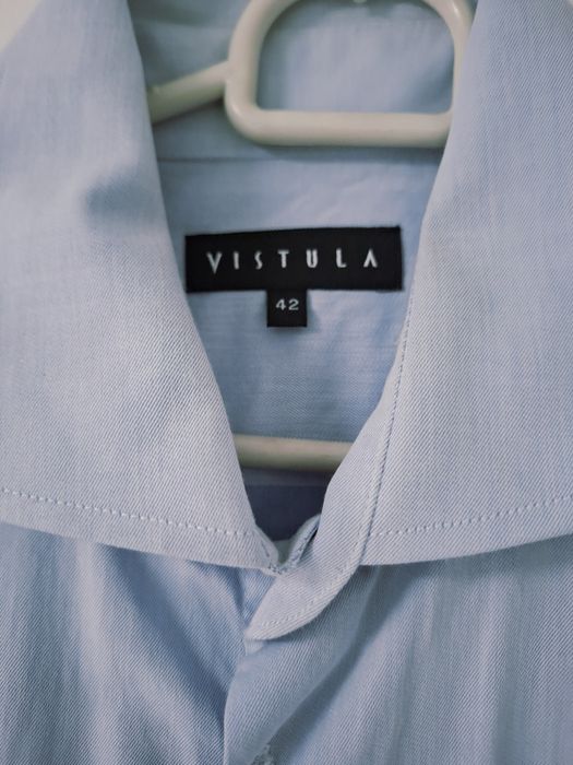 Koszula Vistula L- XL niebieska jak nowa meska bawełna organiczna