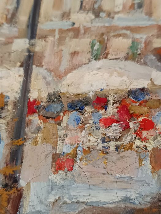 "Chiado" e  "Rossio"  Dois quadros a óleo de Mário Vinte e Um