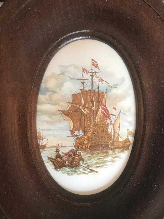 3 Quadros de barcos com moldura