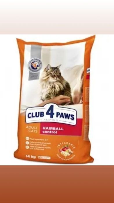 Клуб 4 лапи 14кг  Premium Hairball Control (виведення шерсті) для