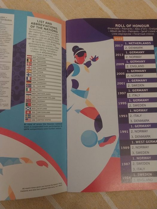 Caderneta nova e vazia Euro 2022 Women's