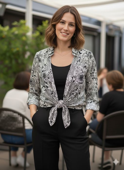 Blusa / Camisa padrão floral, elegante - Mundiveste - Tamanho XL