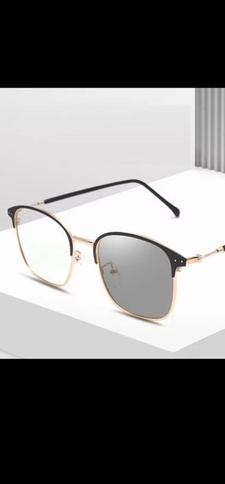 Hit okulary zerówki 2w1 przeciwsłoneczne fotochrom unisex gold
