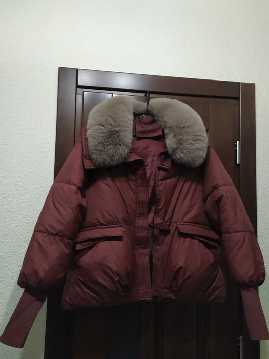 Куртка жіноча бордо воротнік відстібається