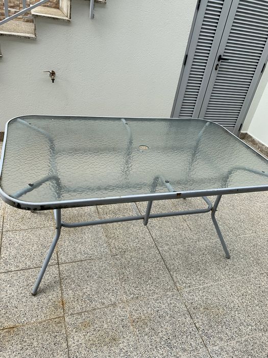 Mesa tubo ferro tampo vidro