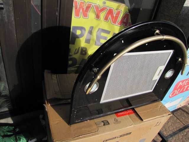 Okap kuchenny w stylu retro czarny 60cm złoty reling Klarstein Lumio