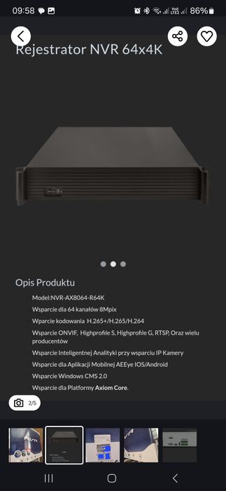 Rejstrator do kamer 64 Kanały 64CH 4K Rejstrator 4K 8MP Monitoring