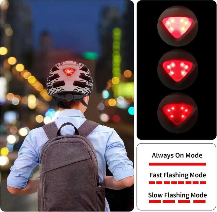 Tadpole Kask rowerowy dla dorosłych lekki 300g z oświetleniem LED r.57-61cm