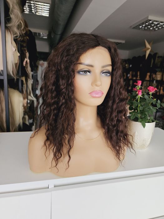 Peruka afroloki loki kasztanowy brąz Krysia naturalna fryzura