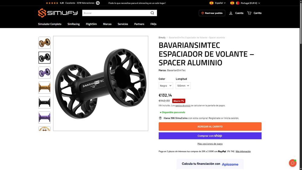 BavarianSimTec S100 - 100mm Preto | Espaçador volante Simracing