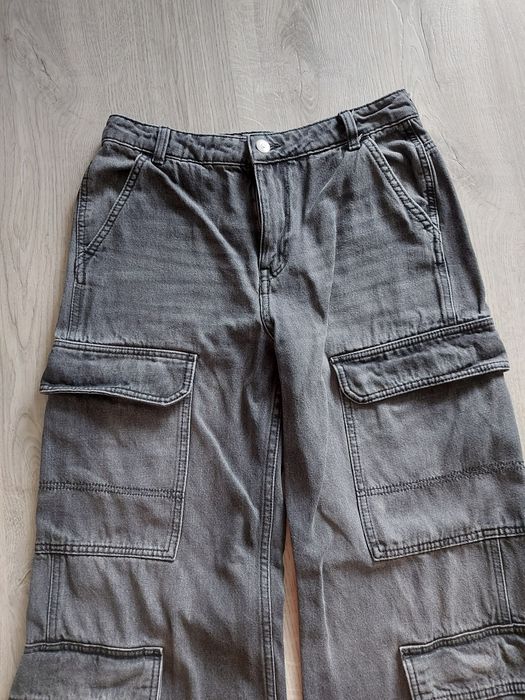 Spodnie Cargo Wide Leg multi pockets H&M Divided | Grafitowe |