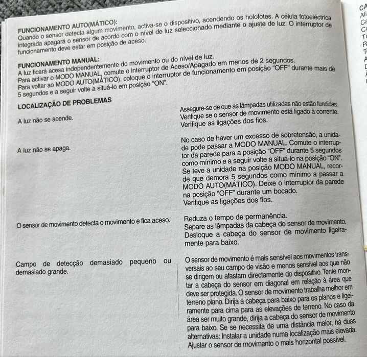 Sensor de movimento candeeiro 2 lampadas
