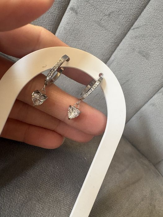 Kolczyki wiszace diament stal chirurgiczna