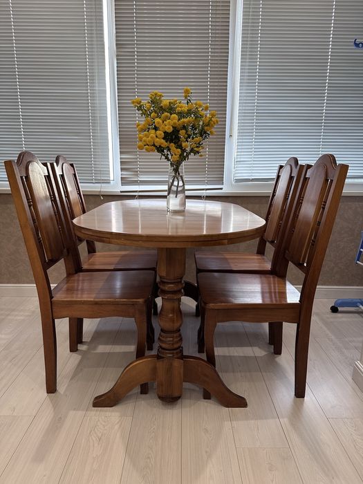 Стол дуб обеденный и 4 стула стіл обідній кухонный