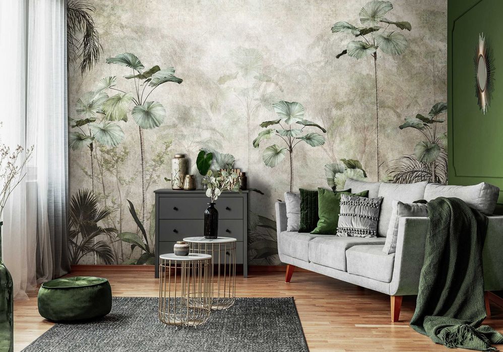 Fototapeta 3D Las Beż Tropikalny Liście Natura Twój Rozmiar + KLEJ