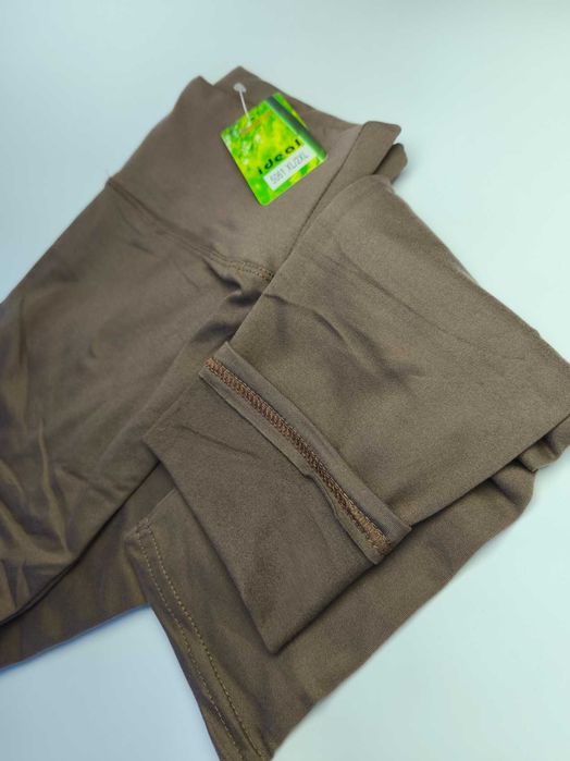 Nowe spodnie legginsy XL/2XL wysoki pas brąz